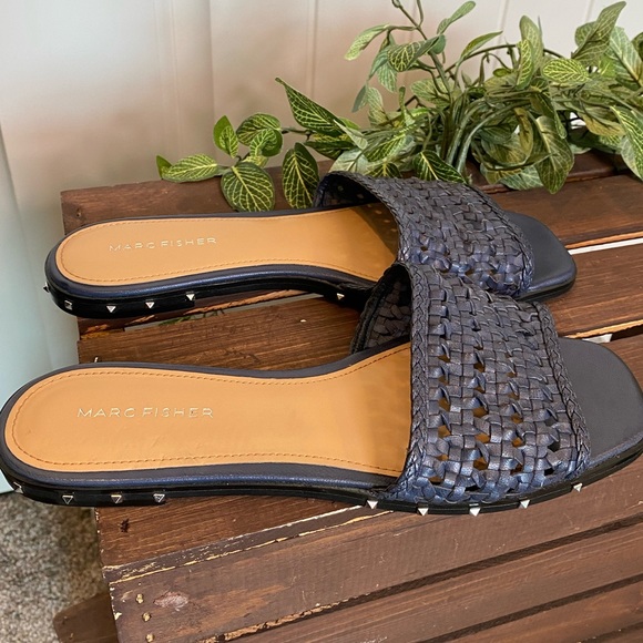 Marc Fisher Studded Weaved Flat Slides - Picture 8 of 10